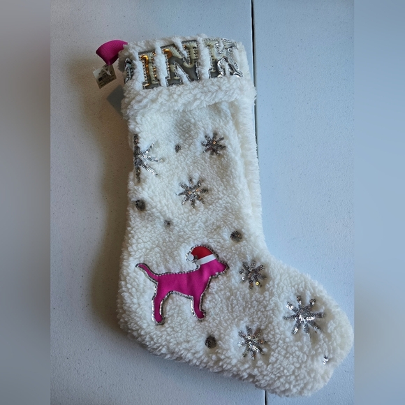 🩷🩷PINK White and Silver Holiday Stocking - Picture 2 of 7